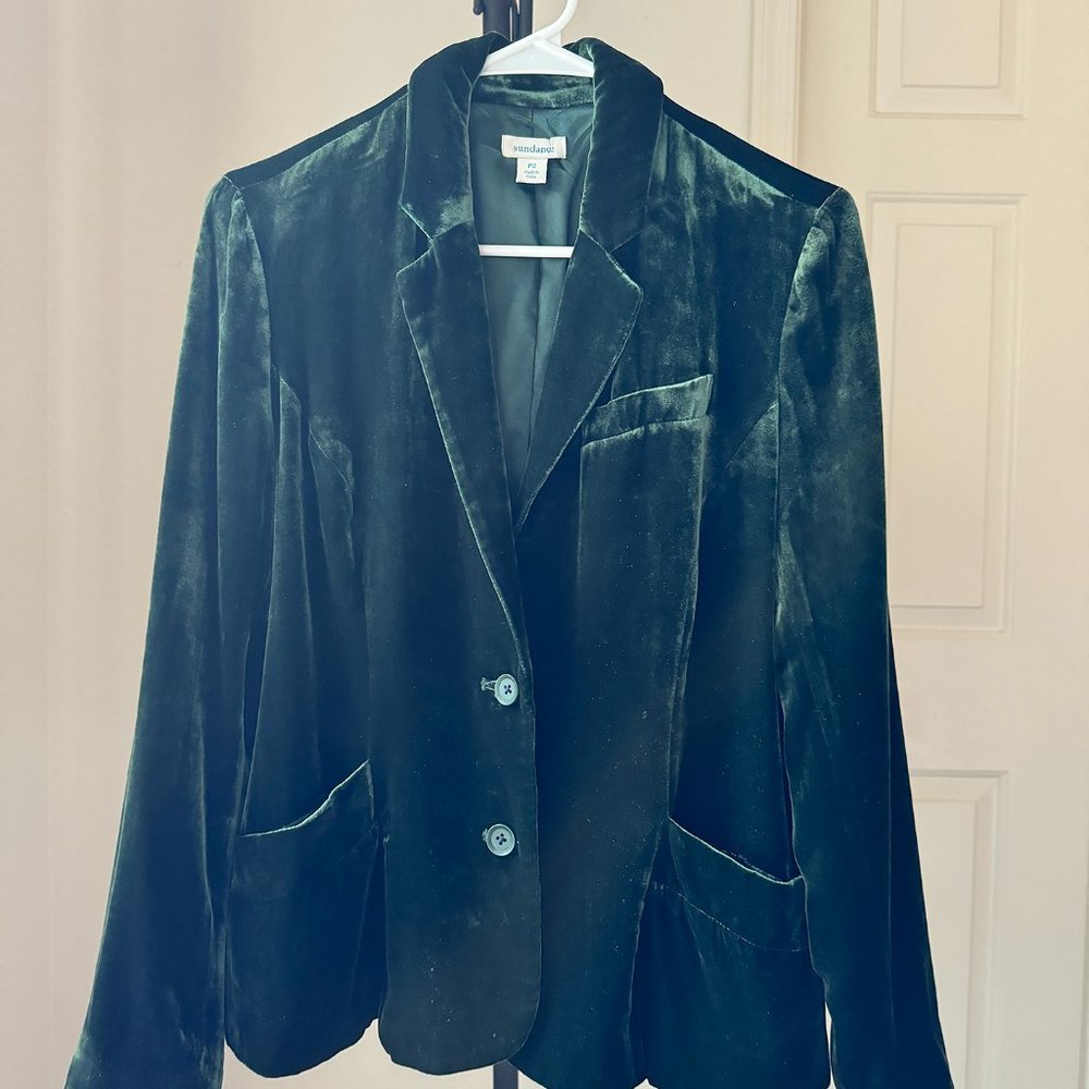Sundance Women's Sofia Velvet Blazer, Green, Size 2 Petite